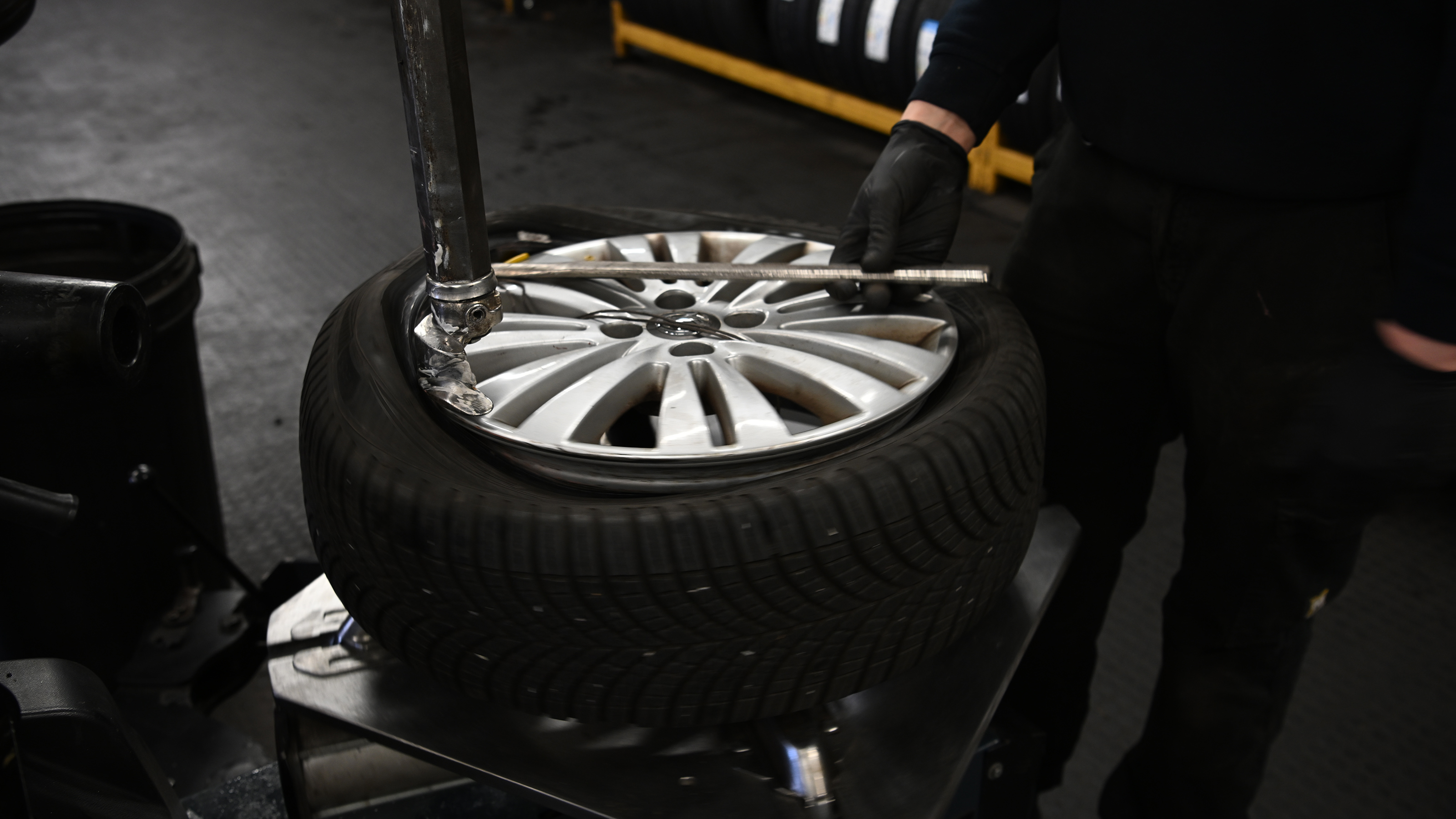Tyre being removed 