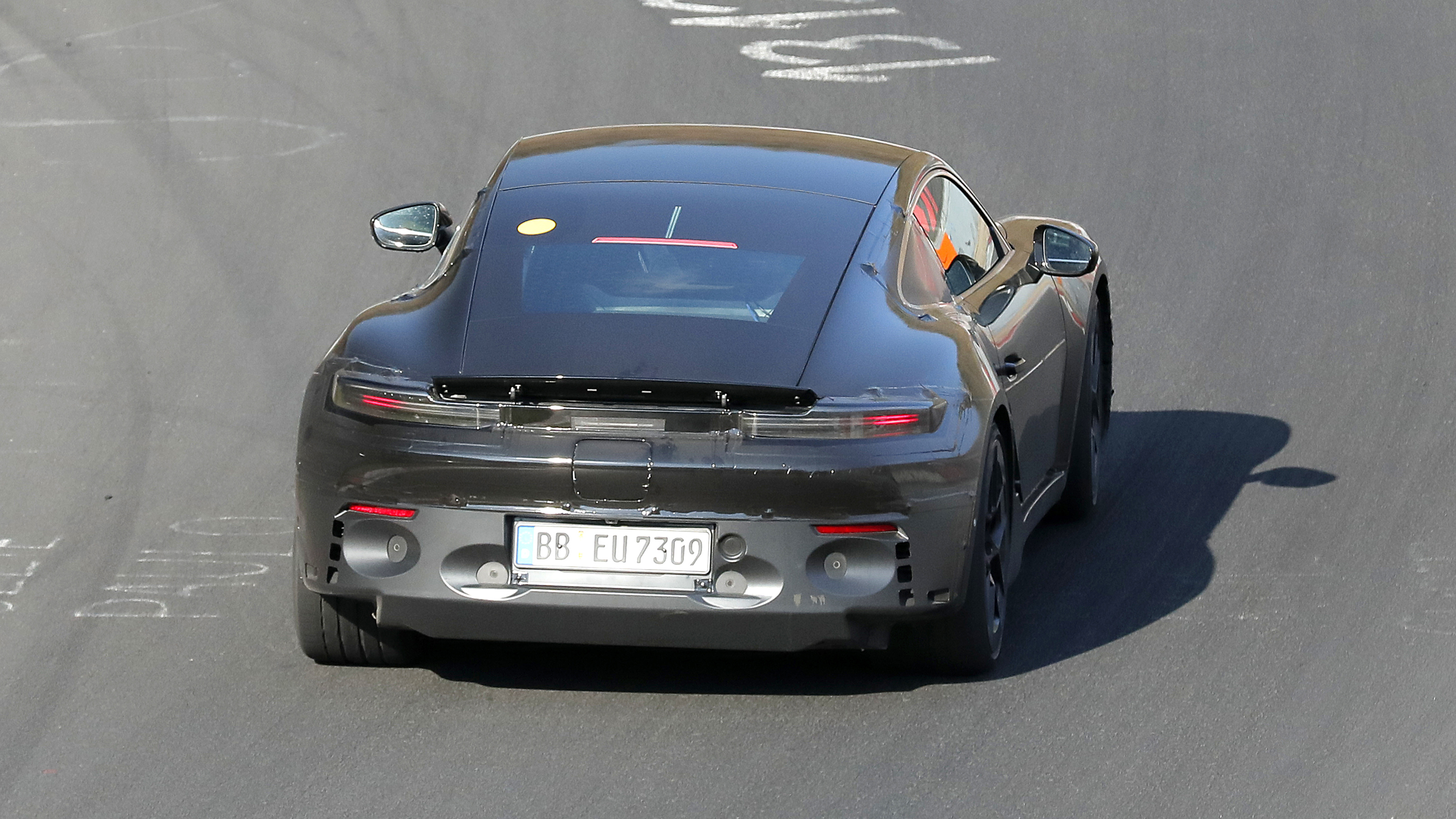 Porsche Cayman EV at Nurburgring (camouflaged) - rear