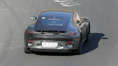 Porsche Cayman EV at Nurburgring (camouflaged) - rear