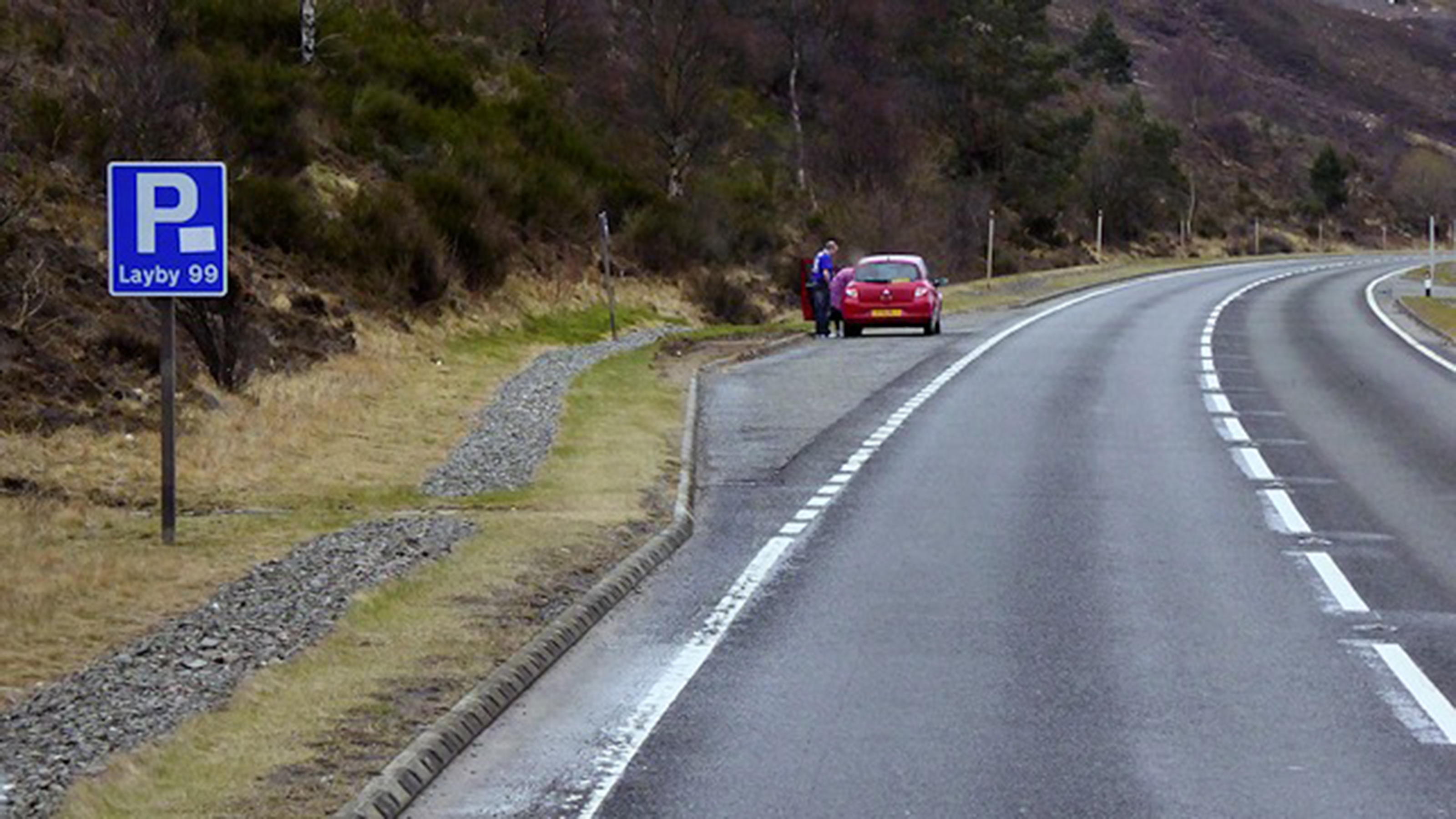 Lay-by 99 on the A9, southbound, in the Scottish Highlands 