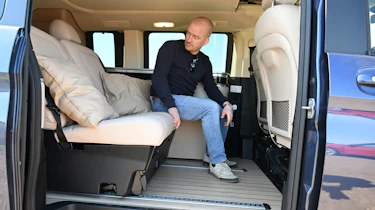 Mercedes Marco Polo - Auto Express chief reviewer, Alex Ingram, folding the rear seats to create the bedding area