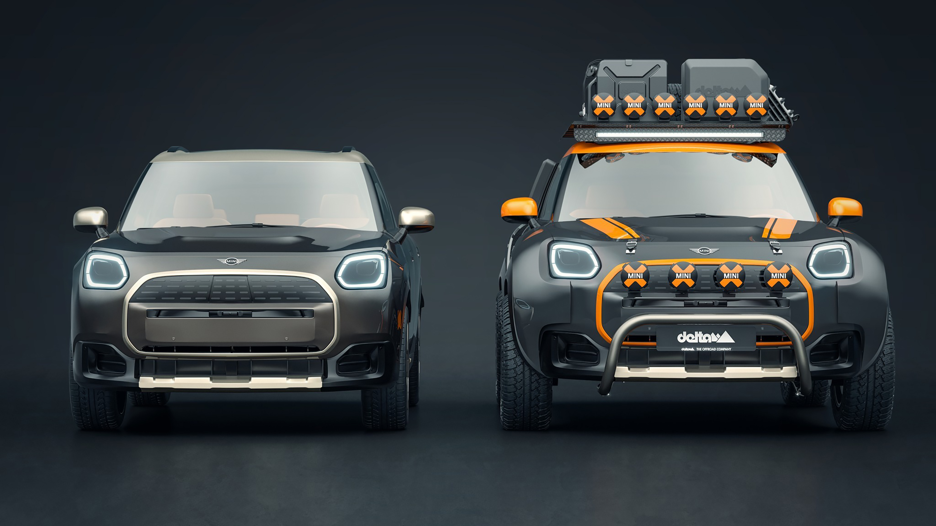 Regular MINI countryman next to Delta4x4 MINI Countryman