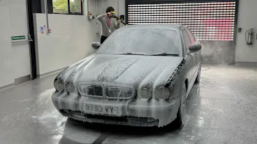 Autoglym Car Care Experience Day - front of Jaguar being cleaned