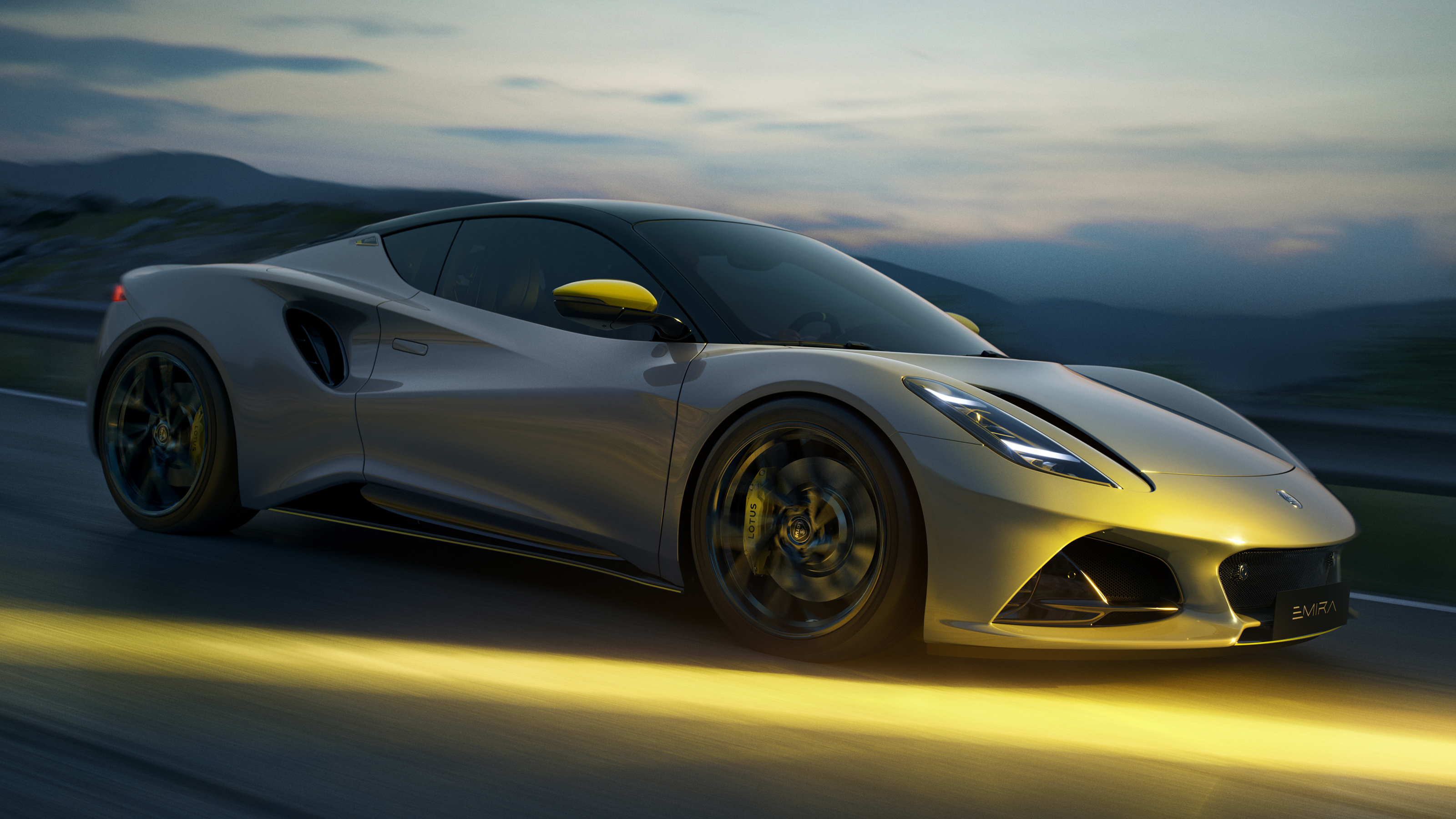 Lotus Emira Turbo SE - dynamic front angled grey