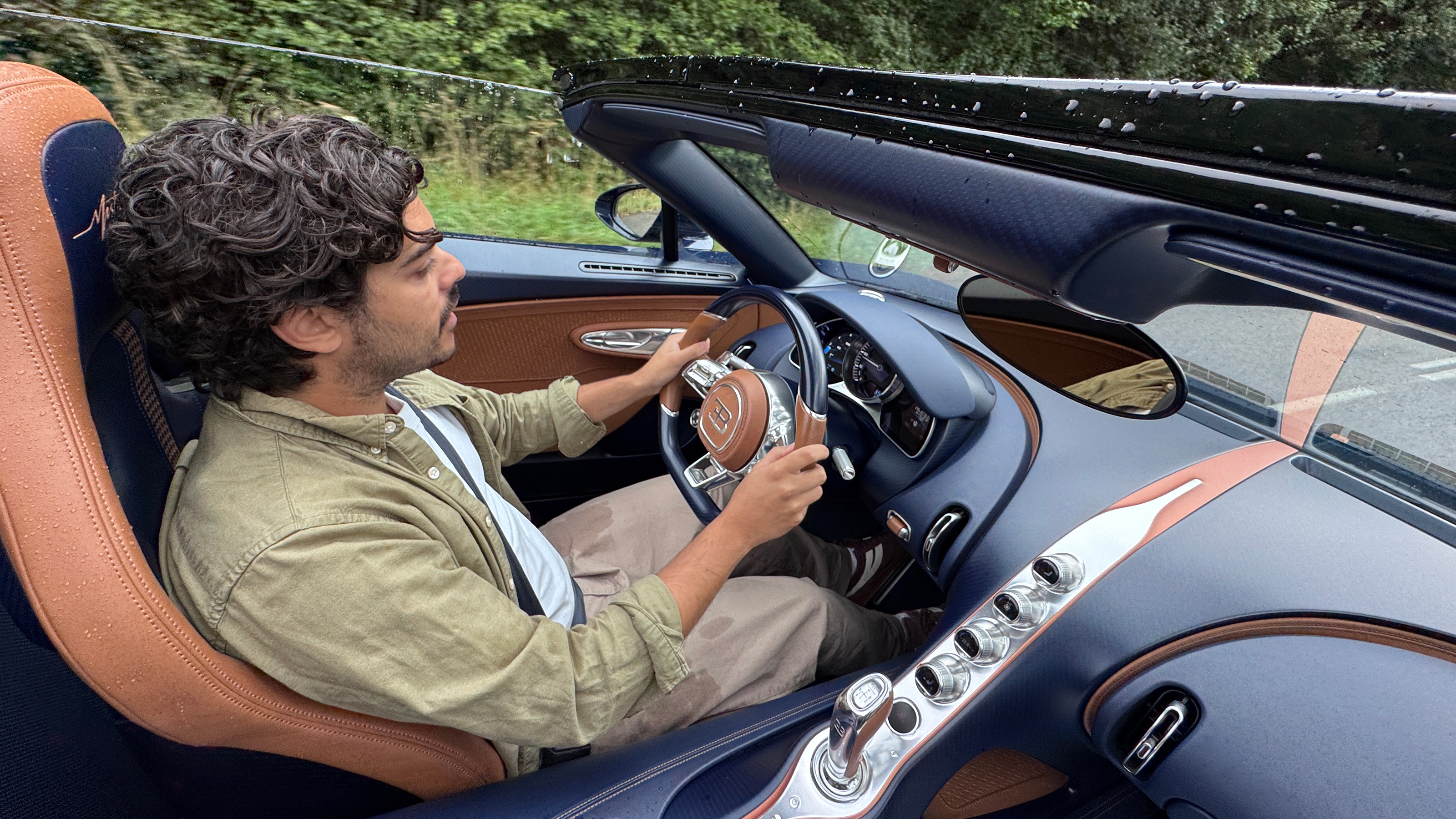 AUto Express staff writer Jordan Katsianis driving the Bugatti Mistral