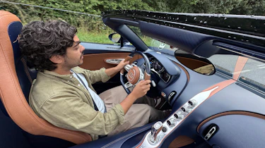 AUto Express staff writer Jordan Katsianis driving the Bugatti Mistral