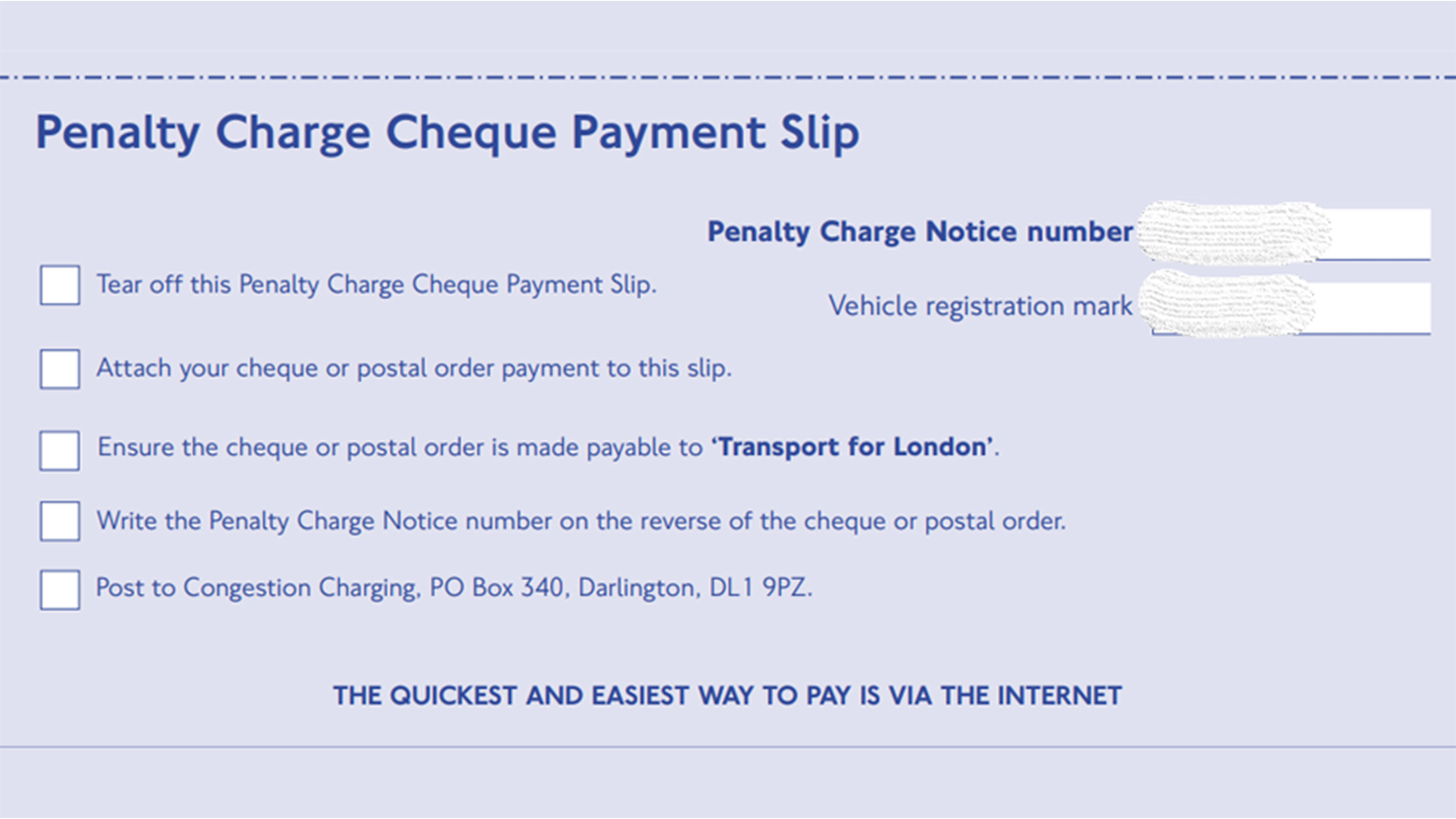 Transport For London PCN payment form