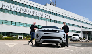 Halewood factory - Phil with Range Rover outside