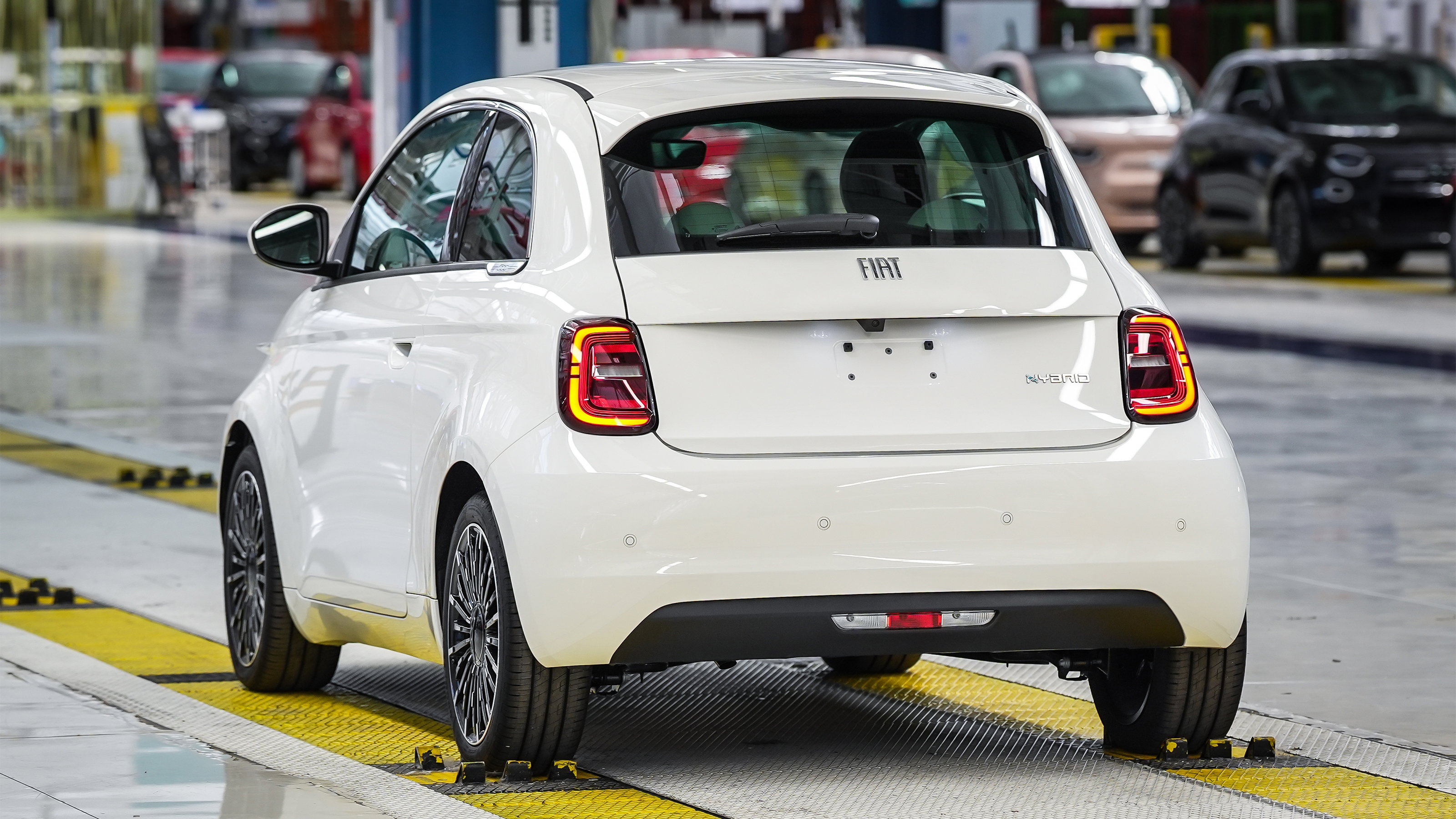 New Fiat 500 Hybrid - factory rear 3/4
