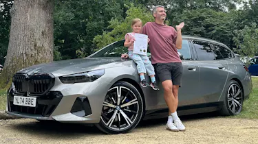 BMW 530e Touring long-term - header with child's school marks