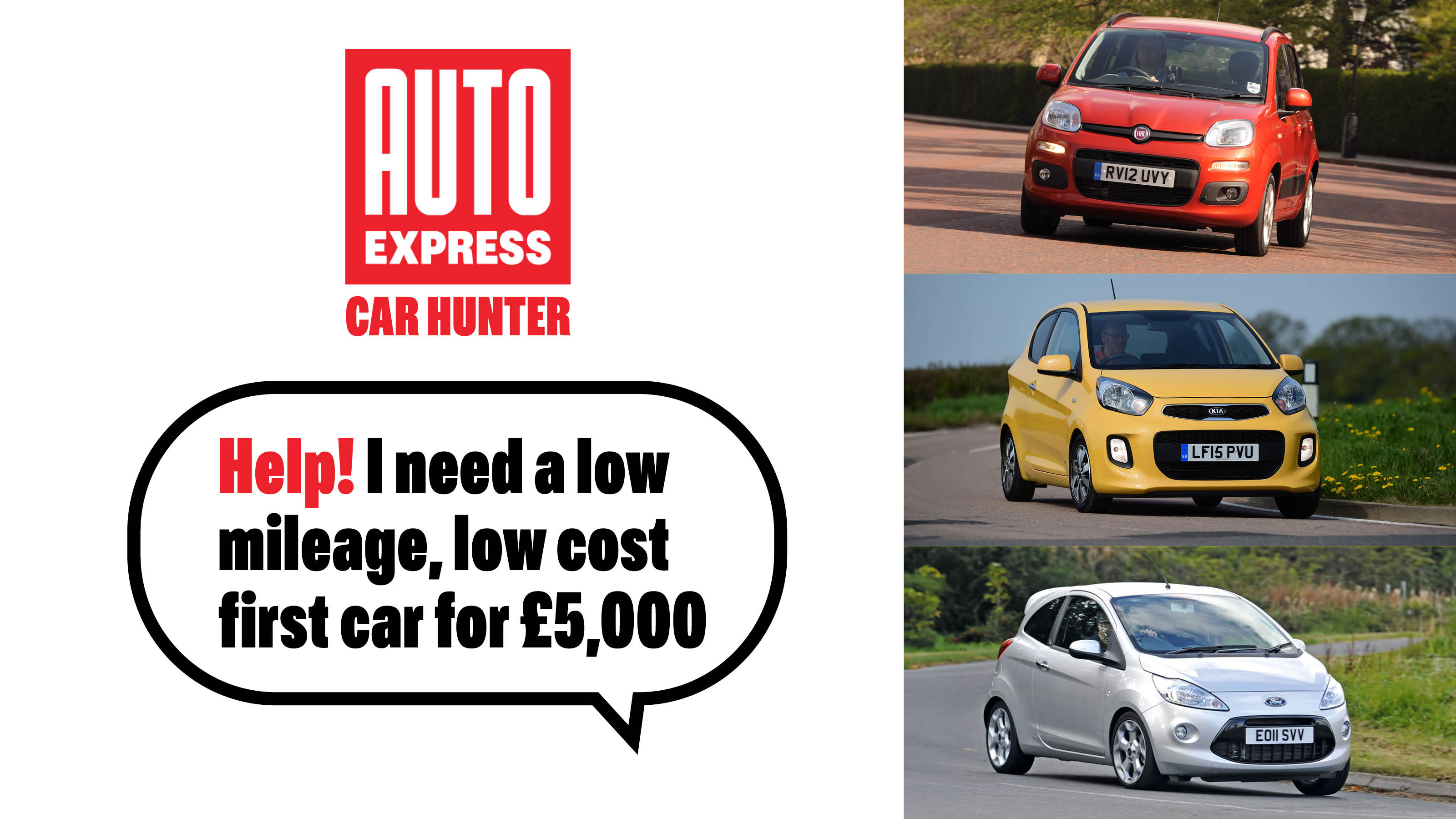 Car Hunter - used low mileage, low cost first cars, header