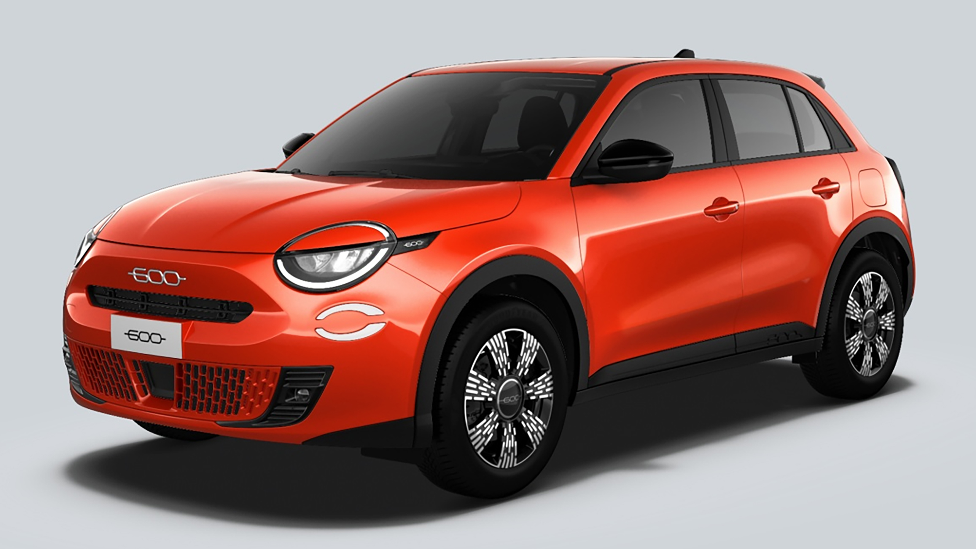 Fiat 600 Hybrid - orange front 3/4