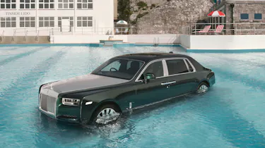 Rolls-Royce Phantom driven into a pool as part of the luxury saloon's 100th birthday celebrations - front