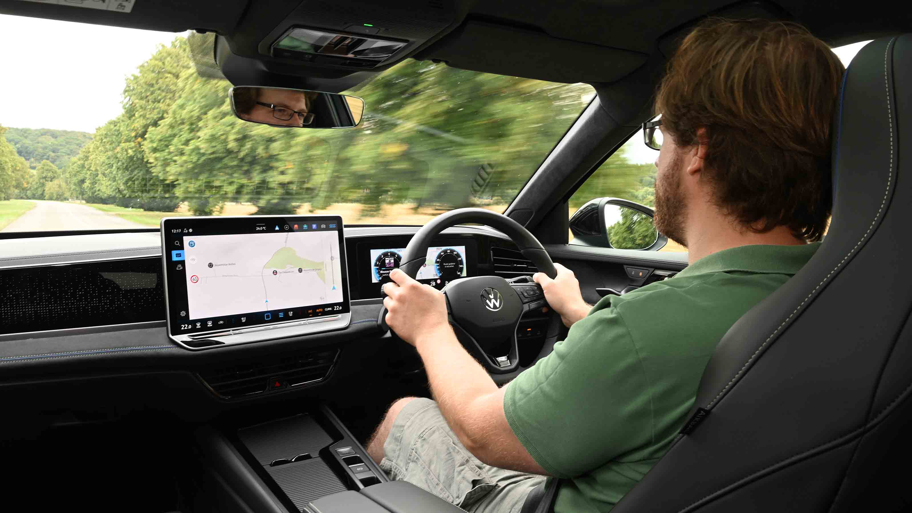 Volkswagen Passat - interior driving shot with online reviews editor, Max Adams