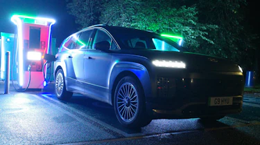 EV tow test - Hyundai charging in the dark