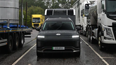 EV tow test - Hyundai parked with caravan