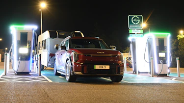 EV tow test - Kia charging in the dark