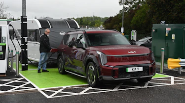 EV tow test - Kia charging with caravan