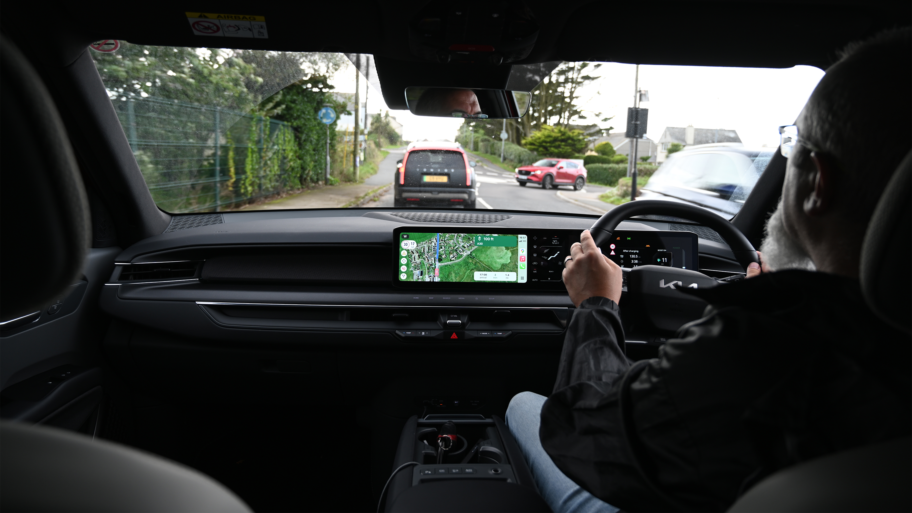 EV tow test - Kia driving interior