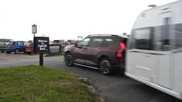 EV tow test - Kia pulling into carpark