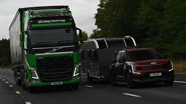 EV tow test - Kia towing on motorway