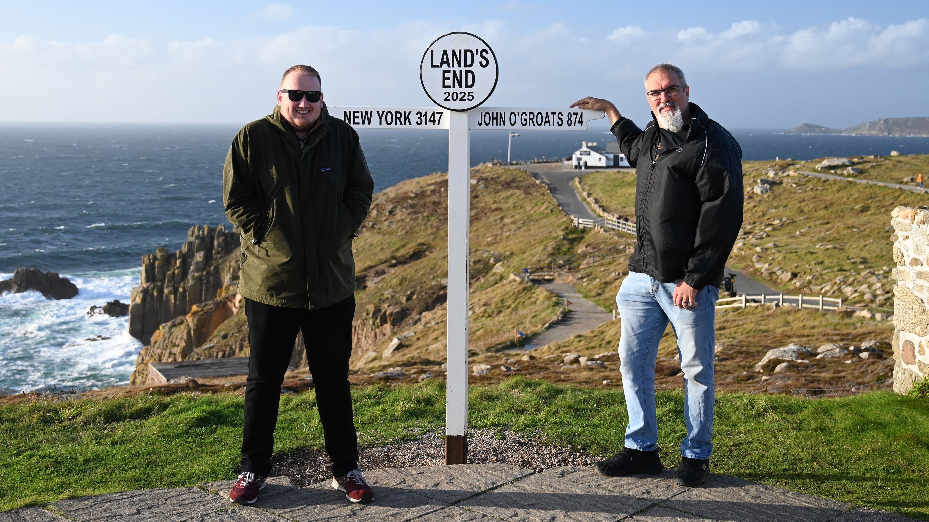 EV tow test - Lands End sign