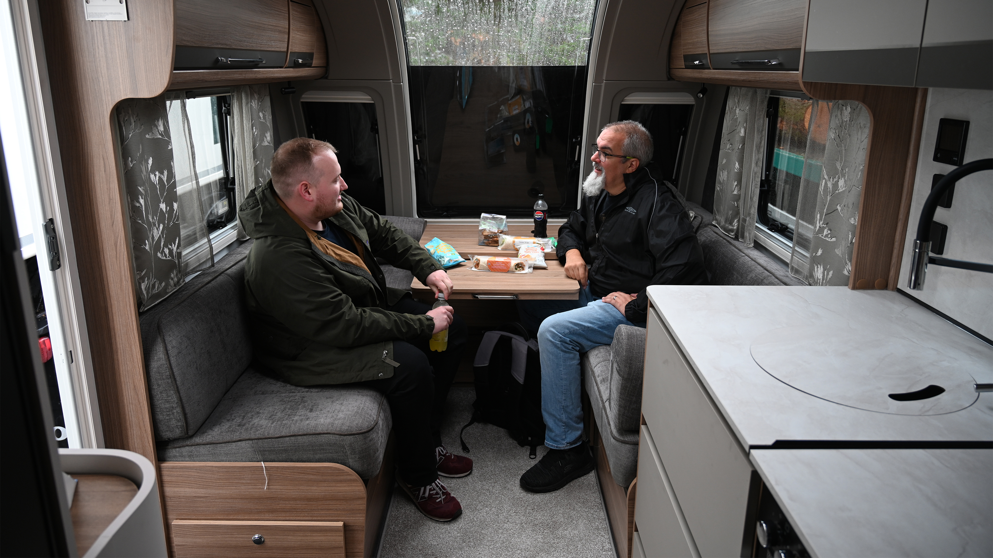 EV tow test - snacks in caravan