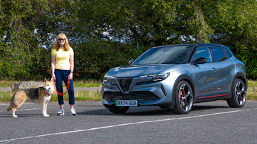 Alfa Romeo Junior Elettrica Veloce - front with dog and Dawn