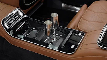 New Mercedes-Maybach V12 Edition - centre console rear with Champagne flutes