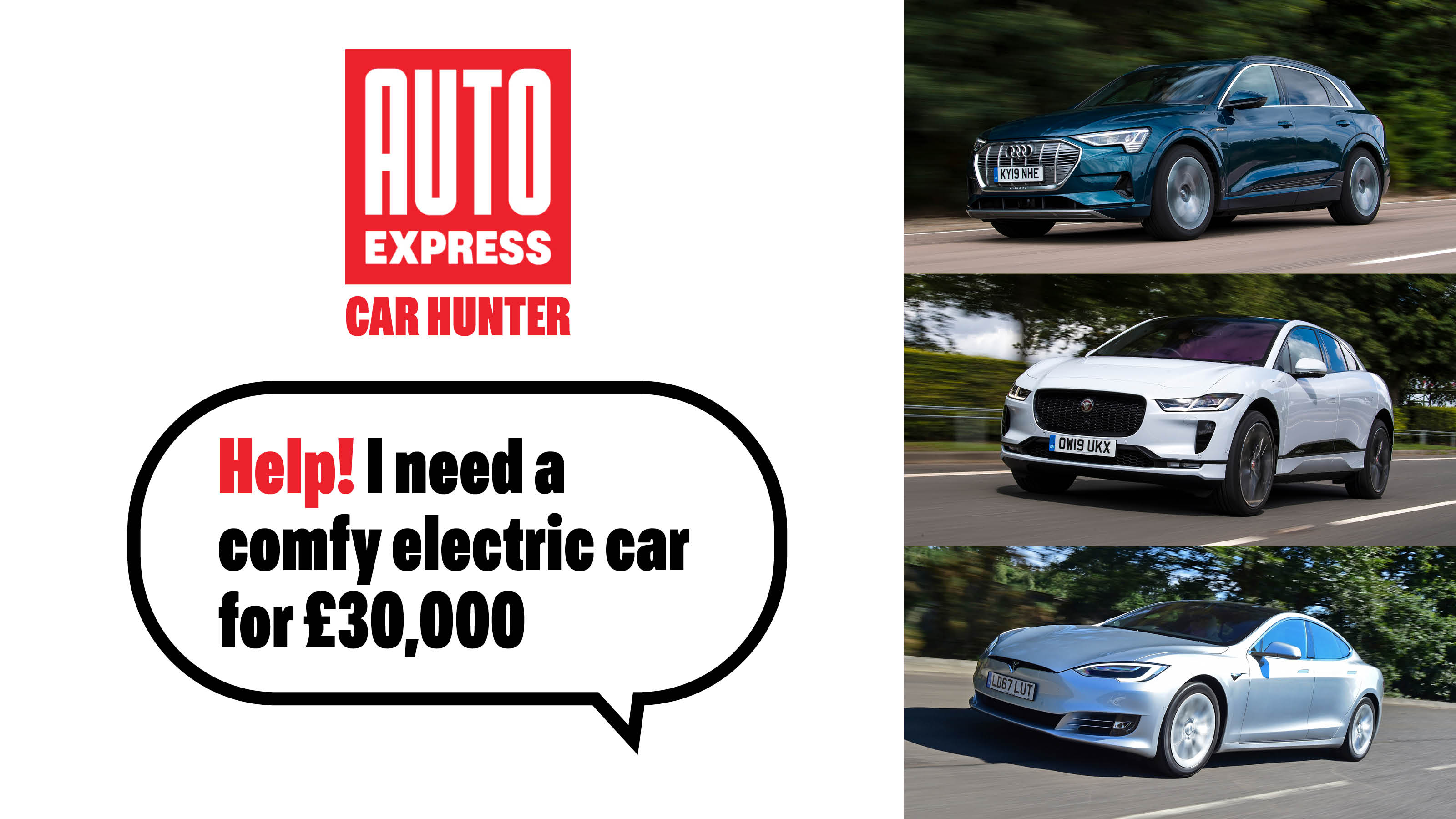 Used Car Hunter - comfy EVs for commuting for £30k, header image 