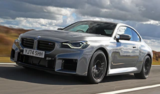 New BMW M2 being driven in the UK - front tracking