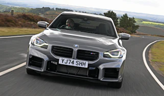 New BMW M2 being driven in the UK - front action