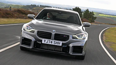 New BMW M2 being driven in the UK - front action