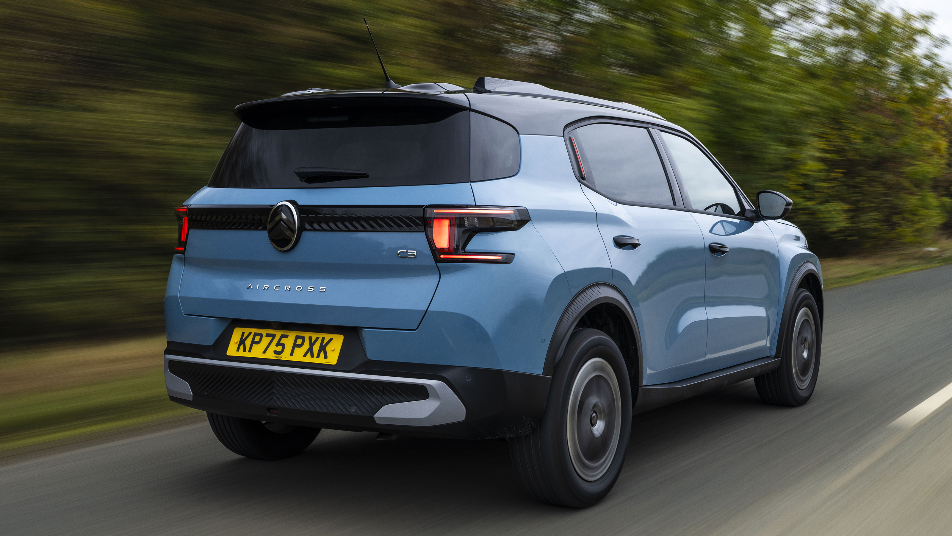Citroen C3 Aircross being driven in the UK - rear tracking 