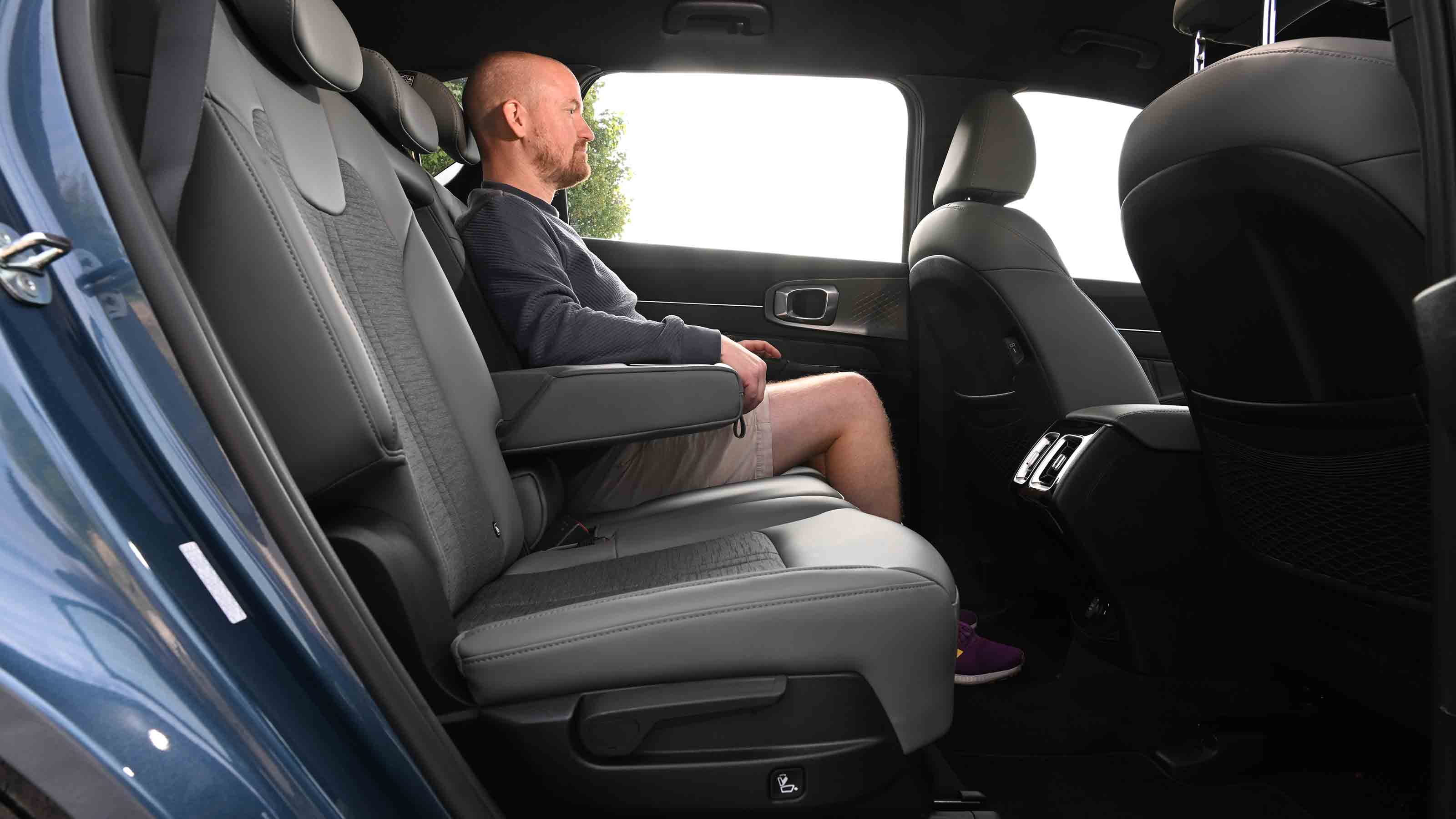 Kia Sorento - rear seat with chief reviewer, Alex Ingram