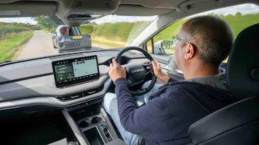 Skoda Enyaq - interior driving with senior test editor, Dean Gibson