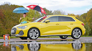 Audi A3 cleaning in the rain