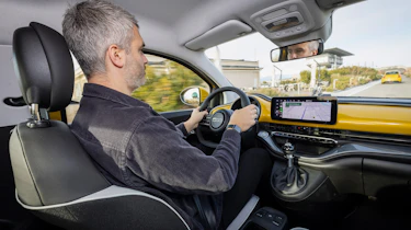 Richard Ingram driving the Fiat 500 Hybrid Torino
