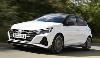 Hyundai i20 being driven in the UK - front tracking