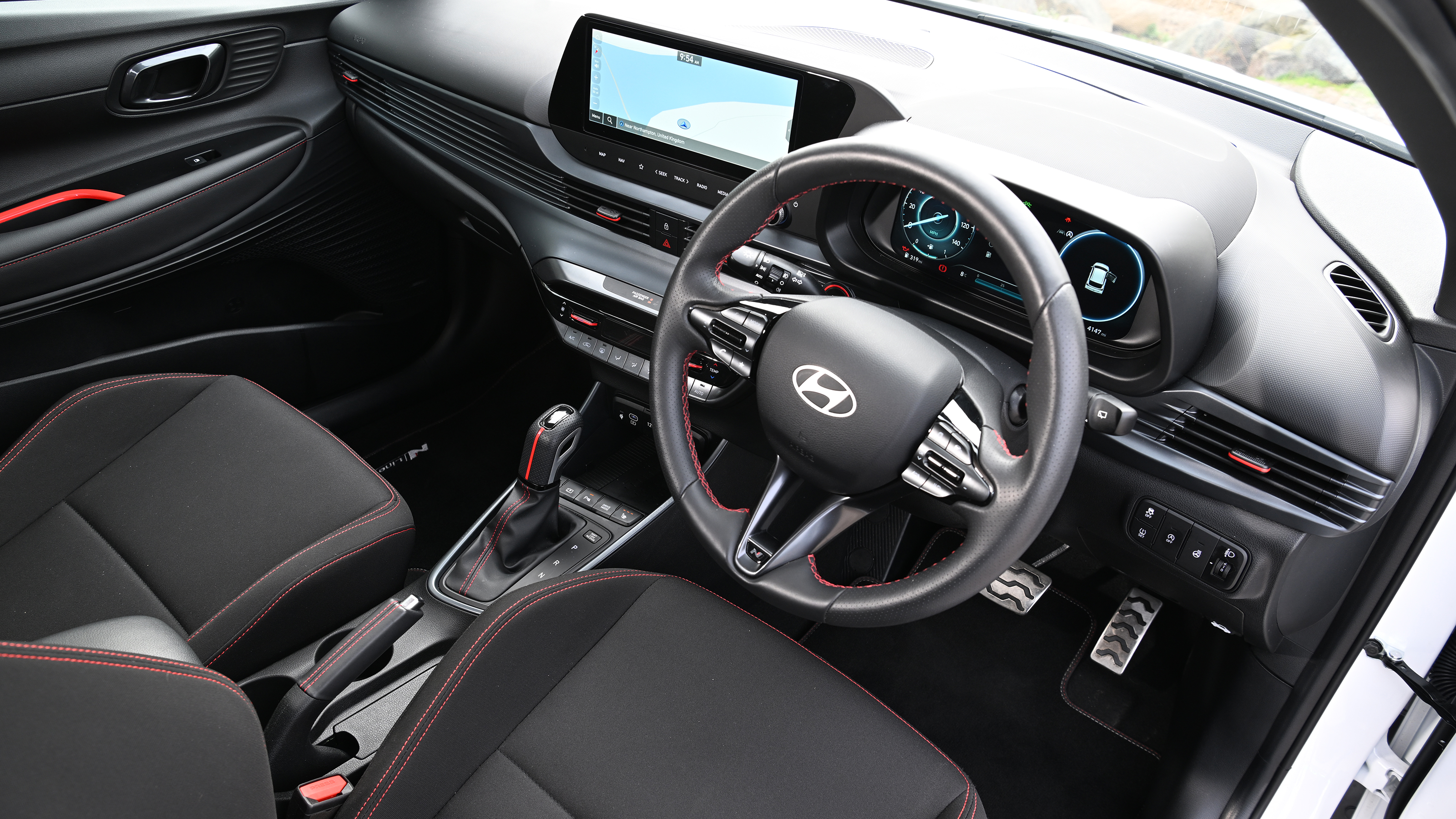 Hyundai i20 being driven in the UK - front interior 