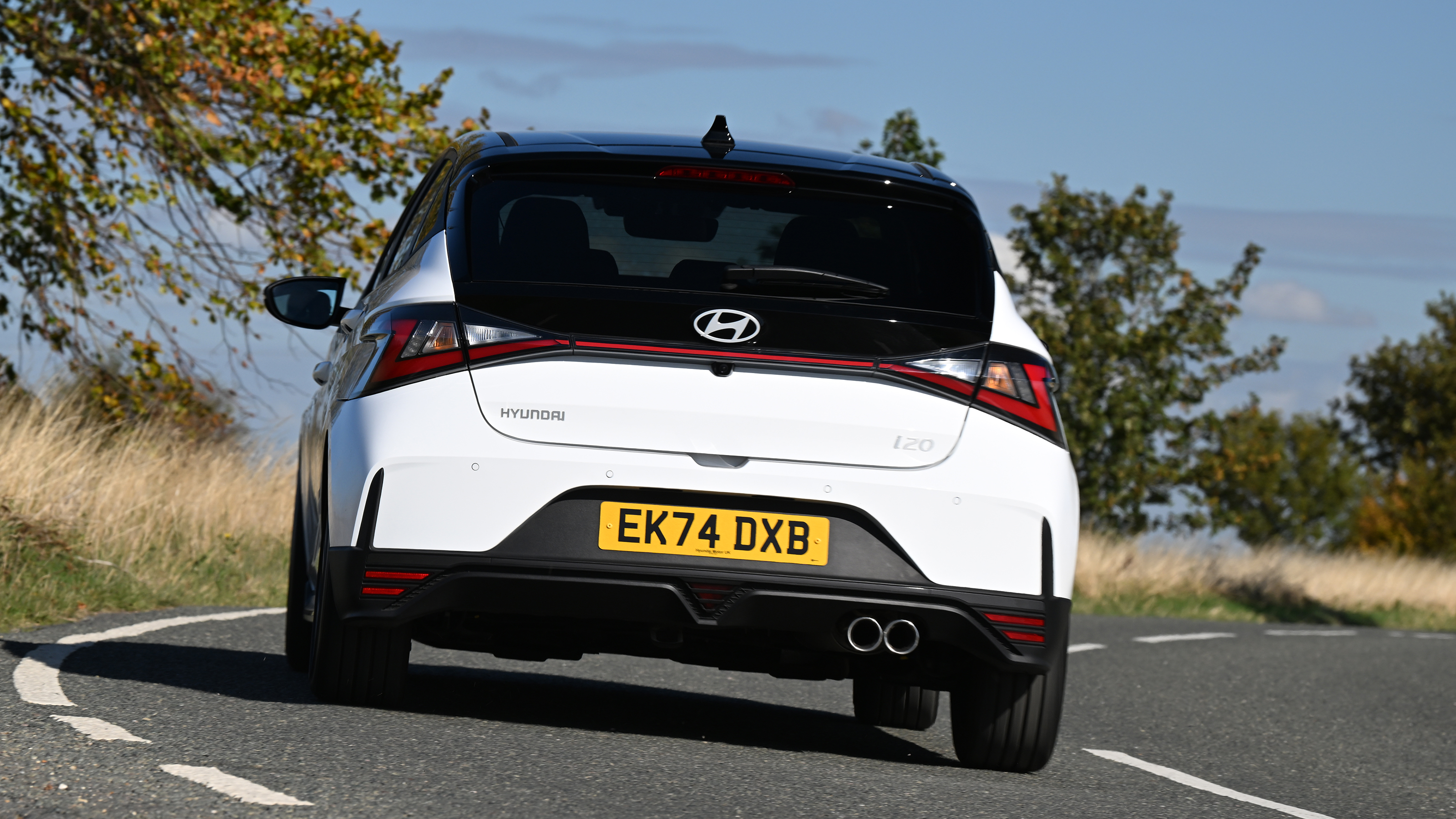 Hyundai i20 being driven in the UK - rear cornering 