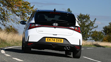 Hyundai i20 being driven in the UK - rear cornering