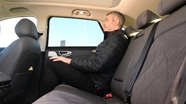 Auto Express deputy editor Richard Ingram sitting in the MGS6 EV Trophy Long Range's back seat