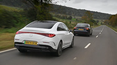Mercedes CLA and Tesla Model 3 - rear tracking