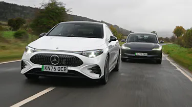 Mercedes CLA and Tesla Model 3 - front tracking