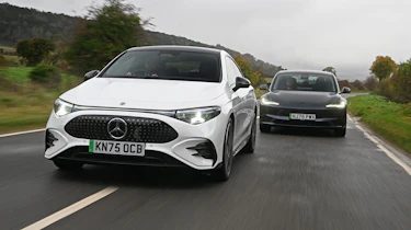 Mercedes CLA and Tesla Model 3 - front tracking