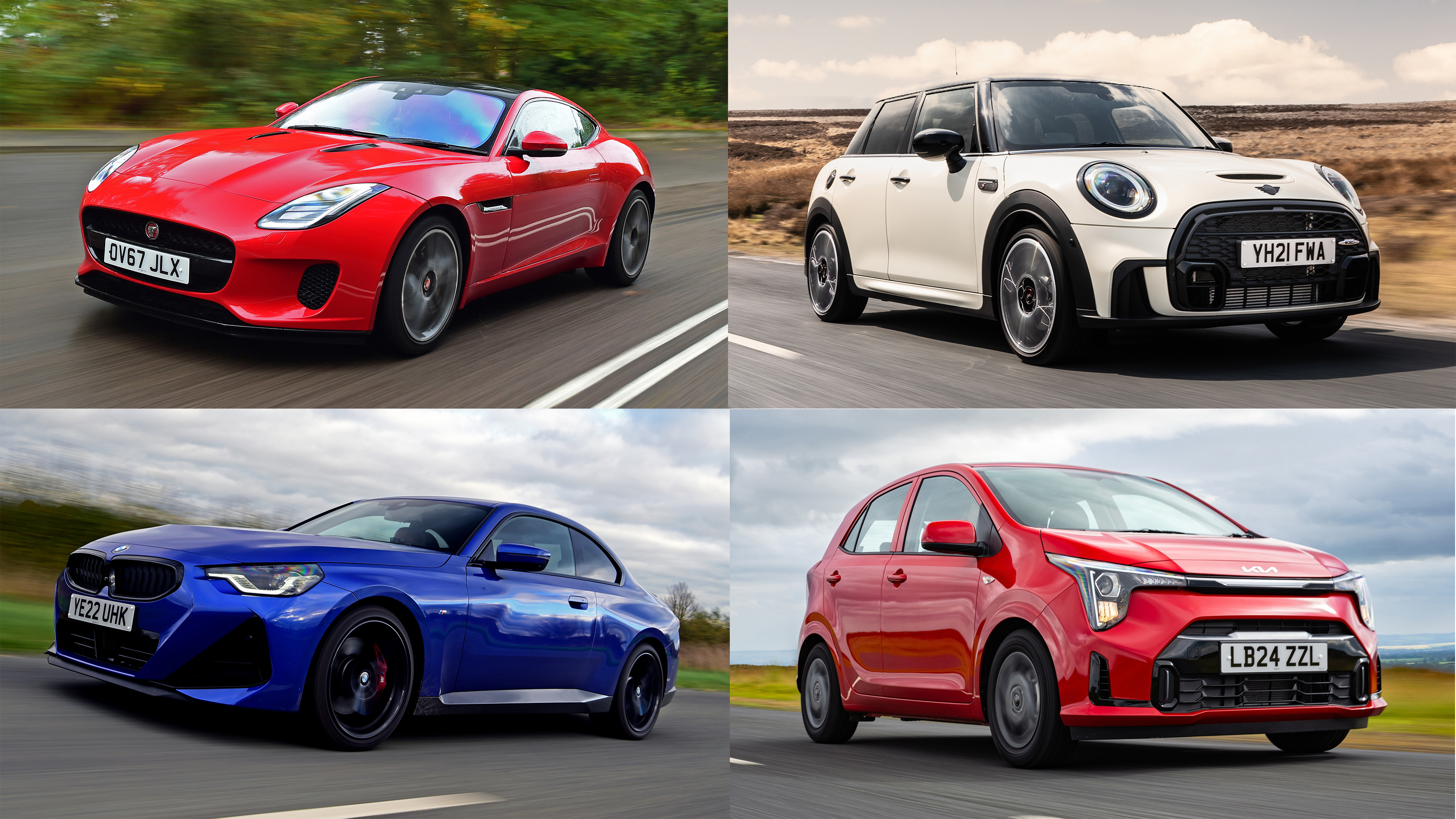 Jaguar F-Type, BMW M2, MINI Cooper and Kia Picanto