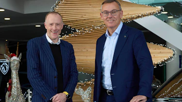 Peugeot's CEO Alain Favey with our own Phil McNamara