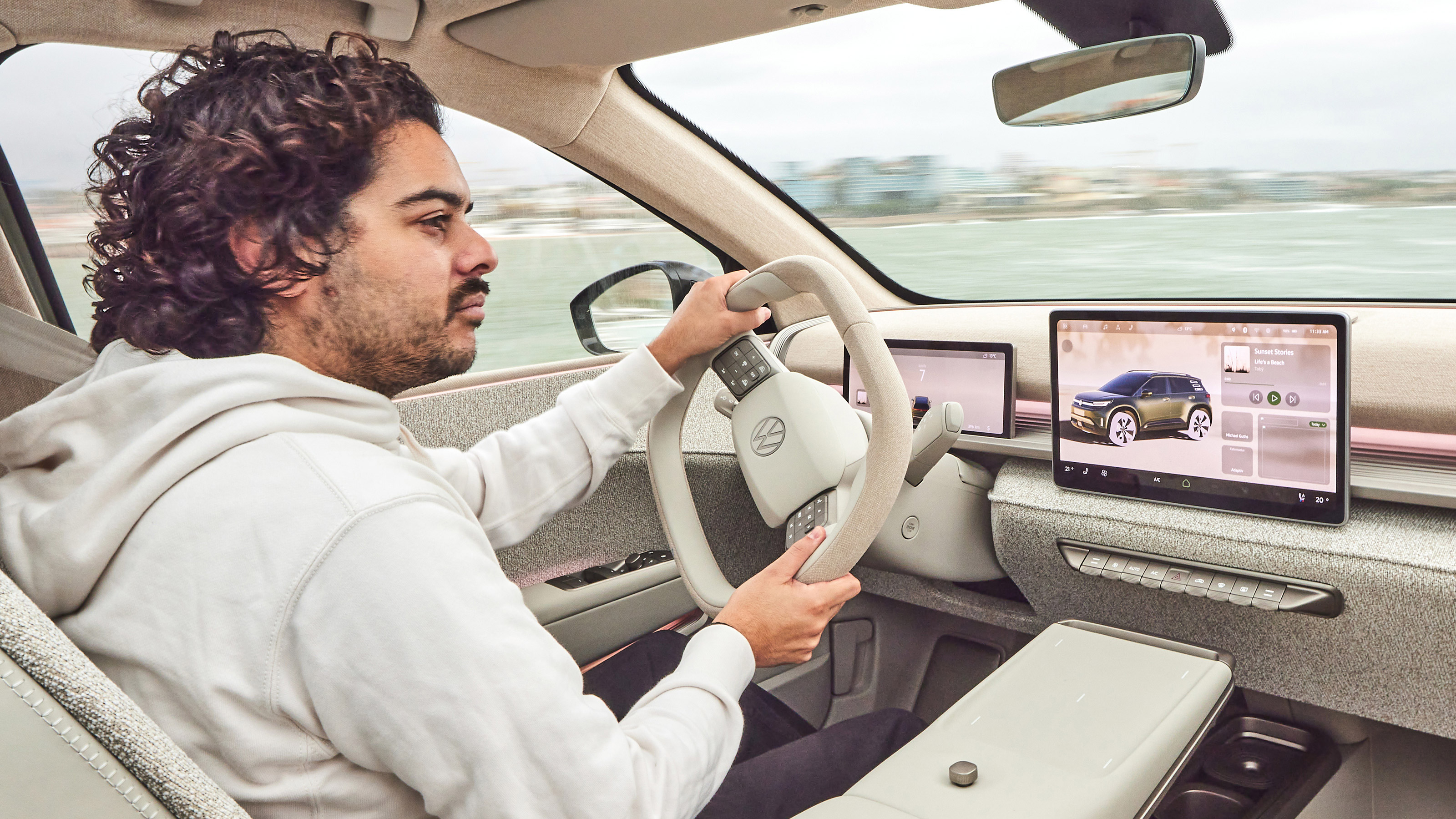 Jordan Katsianis driving the Volkswagen ID. Cross Concept