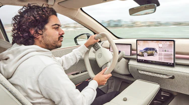 Jordan Katsianis driving the Volkswagen ID. Cross Concept